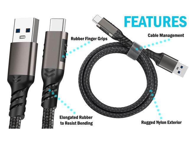 USB-C / USB-A Rugged Braided Charge/Sync Cable for Phone - 1 Meter (3.2 feet)