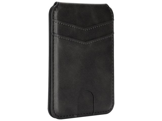 Leather Wallet Credit Card ID Holder for iPhone Compatible with Magsafe - Black