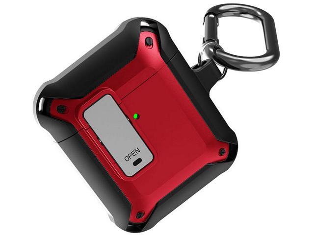 Secure Click Case Rugged Cover with Carabiner Clip for Airpods (Gen 1 & 2) - Red