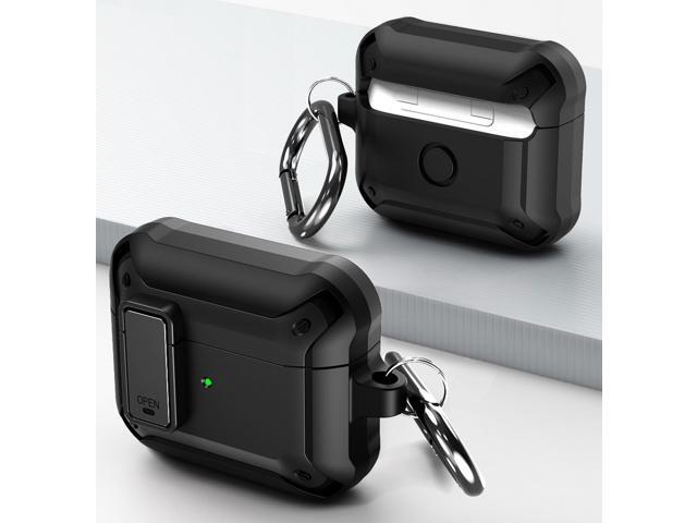 Secure Click Case Rugged Cover Carabiner Clip for Apple Airpods 3rd Gen - Black