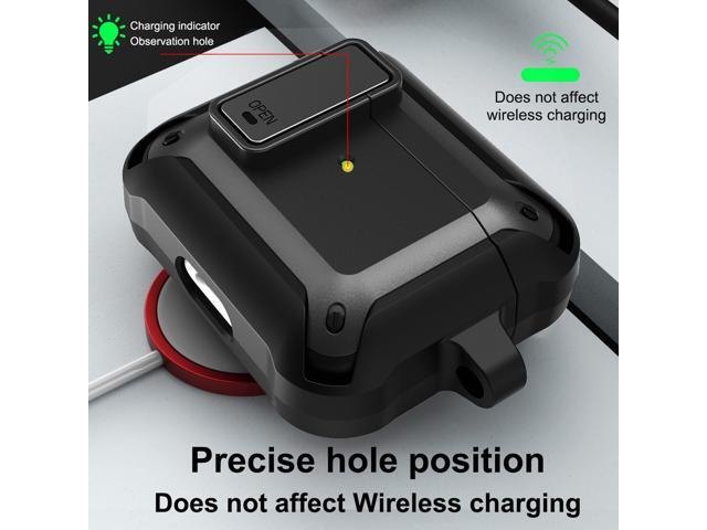Secure Click Case Rugged Cover Carabiner Clip for Apple Airpods 3rd Gen - Black