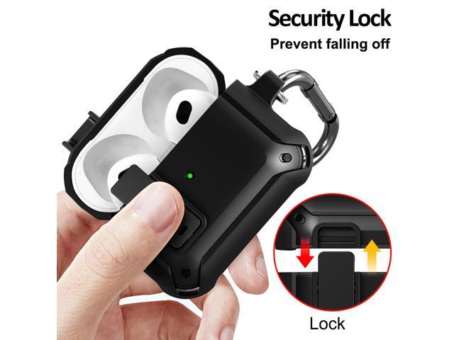 Secure Click Case Rugged Cover Carabiner Clip for Apple Airpods 3rd Gen - Black