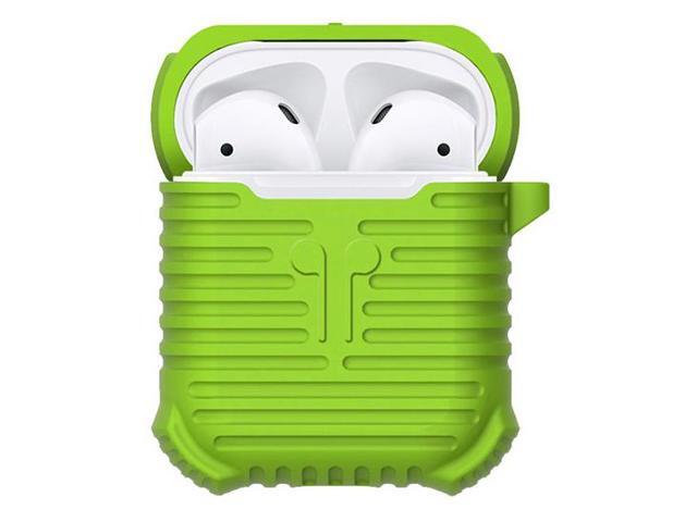 Green Soft Silicone Carrying Case Cover with Strap Clip for Apple AirPods