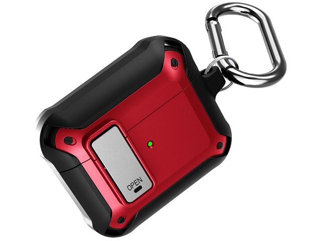 Secure Click Case Rugged Cover with Carabiner Clip for Airpods 3rd Gen - Red