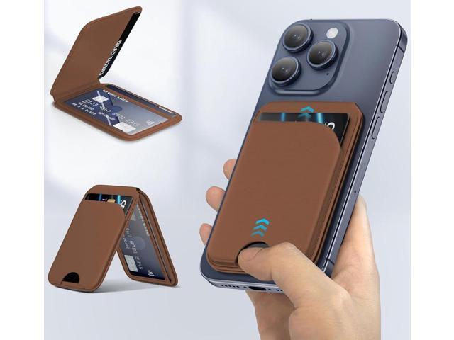 Leather Wallet Card Holder for Phone (Compatible with Magsafe) - Light Brown