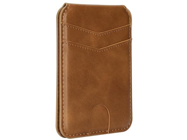 Leather Wallet Credit Card ID Holder for iPhone Compatible with Magsafe - Brown