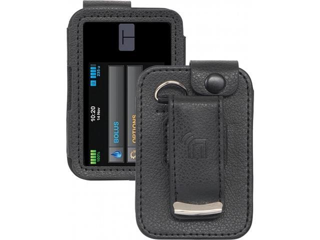 Black Leather Case with Belt Clip Screen Cover for Tandem t:Slim X2 Insulin Pump