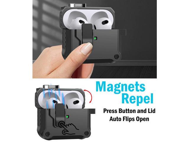 Secure Lock Rugged Case for Airpods Pro 3 (Lanyard + Clip + Cleaner Kit) - Black