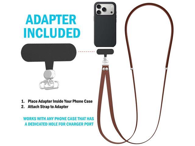 Crossbody Phone Strap Double Lanyard with Adapter for Case - Sienna Brown Ochre