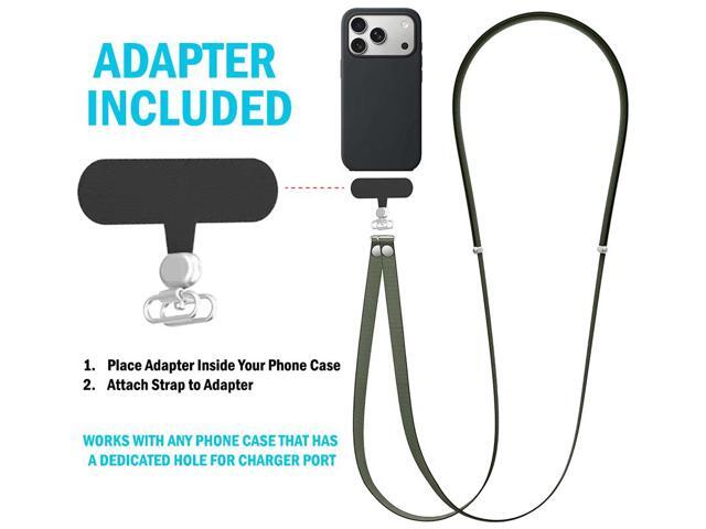 Crossbody Phone Strap Double Lanyard with Universal Adapter for Case - Green