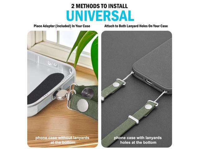 Crossbody Phone Strap Double Lanyard with Universal Adapter for Case - Green