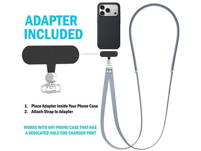 Crossbody Phone Strap Double Lanyard w/ Universal Adapter for Case - Light Blue