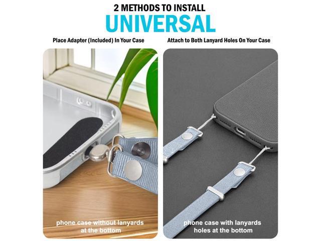 Crossbody Phone Strap Double Lanyard w/ Universal Adapter for Case - Light Blue