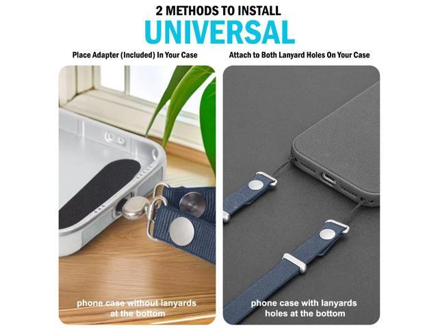 Crossbody Phone Strap Double Lanyard with Universal Adapter for Case - Navy Blue
