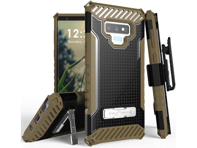 Brown Tri-Shield Rugged Case Cover + Belt Clip Holster for Samsung Galaxy Note 9