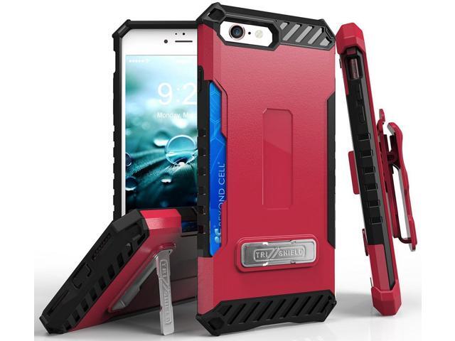 Hot Pink Case Stand Credit Card Slot Cover Strap Belt Clip for iPhone 8, 7