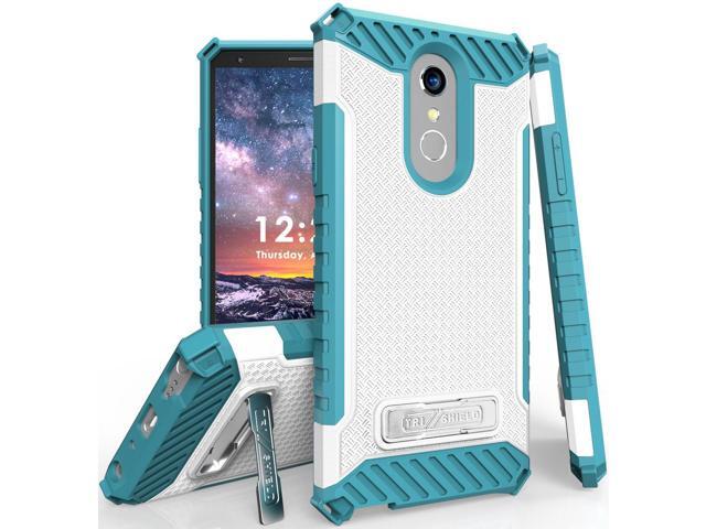 Tri-Shield White/Turquoise Case Cover Kickstand Strap for LG Q Stylus, Stylo 4