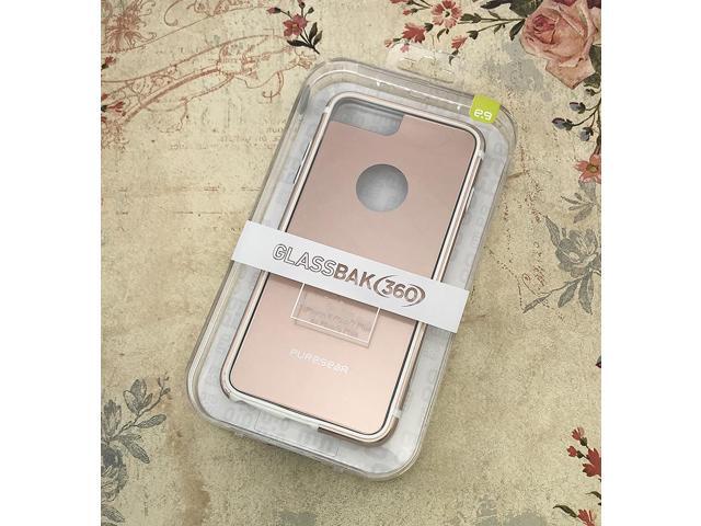 PureGear Rose Gold GlassBak 360 Case Aluminum Bumper for iPhone 8/7/6 PLUS