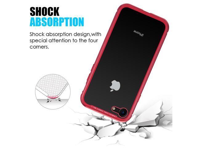 Red Magnetic Snap Case Cover Clear Tempered Glass Back for Apple iPhone 8/7