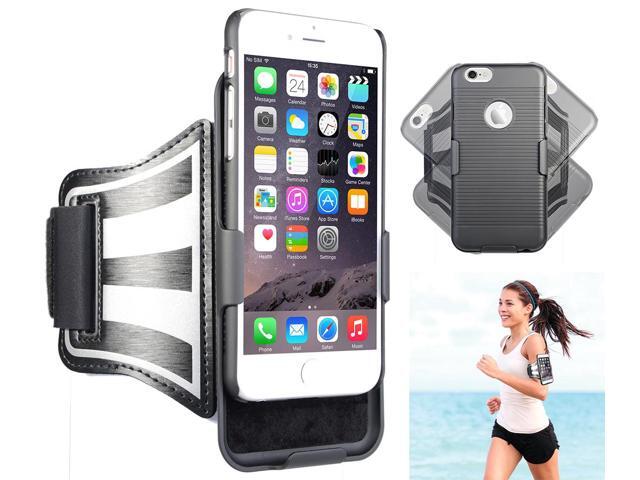BLACK CASE COVER + ARMBAND STRAP COMBO ROTATING/REFLECTIVE FOR iPHONE 6 6s