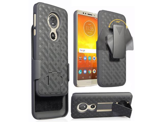 Black Kickstand Case Cover + Belt Clip Holster for Motorola Moto G6 Play/Forge