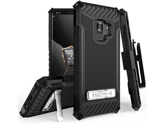 BLACK TRI-SHIELD CASE COVER STAND STRAP BELT CLIP HOLSTER FOR SAMSUNG GALAXY S9 BLACK TRI-SHIELD CASE COVER STAND STRAP BELT CLIP HOLSTER FOR SAMSUNG GALAXY S9