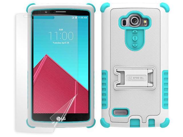 TURQUOISE WHITE TRI-SHIELD SKIN CASE COVER KICKSTAND SCREEN PROTECTOR FOR LG G4