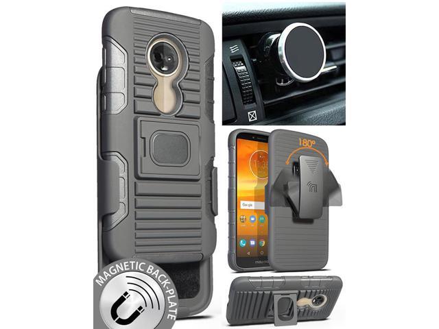 Black Case + Belt Clip + Magnetic Car Mount for Motorola Moto E5 Play/Cruise
