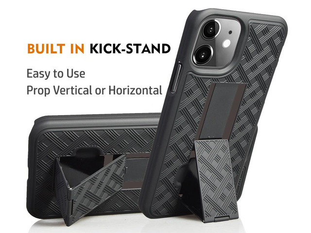 Black Kickstand Case Cover Belt Clip Holster Tempered Glass for Apple iPhone 11