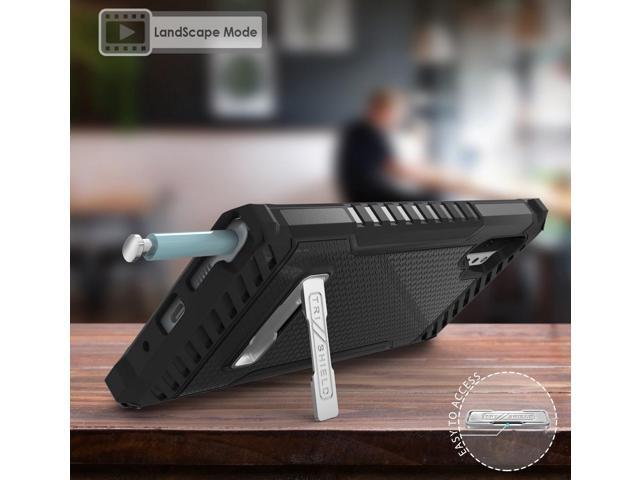 Black Rugged Tri-Shield Case Cover Kickstand + Lanyard for Galaxy Note 10 Plus