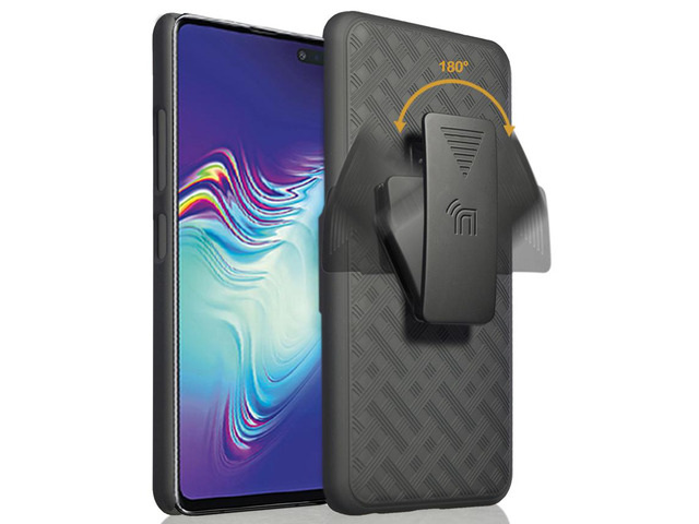 Black Case Kickstand Cover + Belt Clip Holster for Samsung Galaxy S10 5G SM-G977