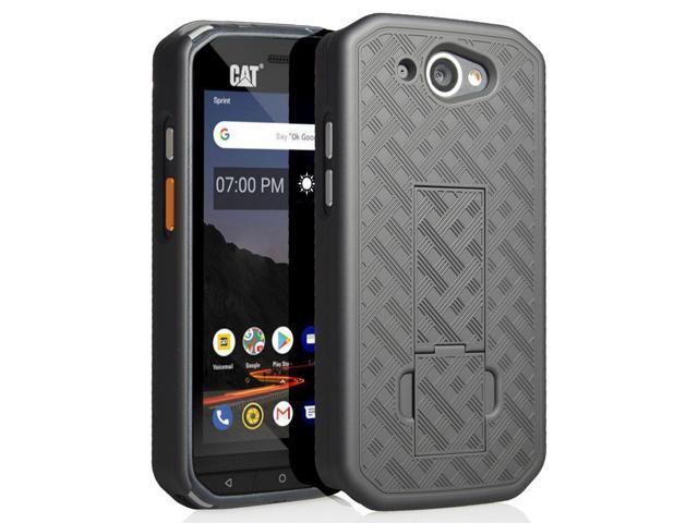 Black Kickstand Slim Case Hard Shell Cover for CAT S48c Phone