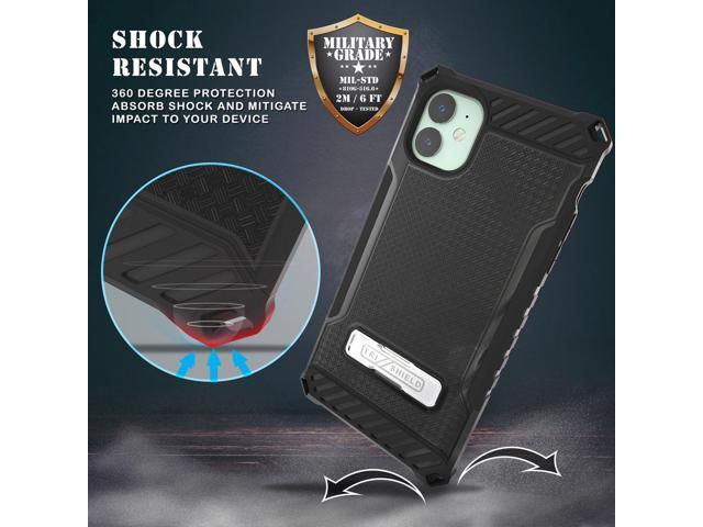Black Rugged Tri-Shield Case Cover Kickstand Lanyard Strap for Apple iPhone 11