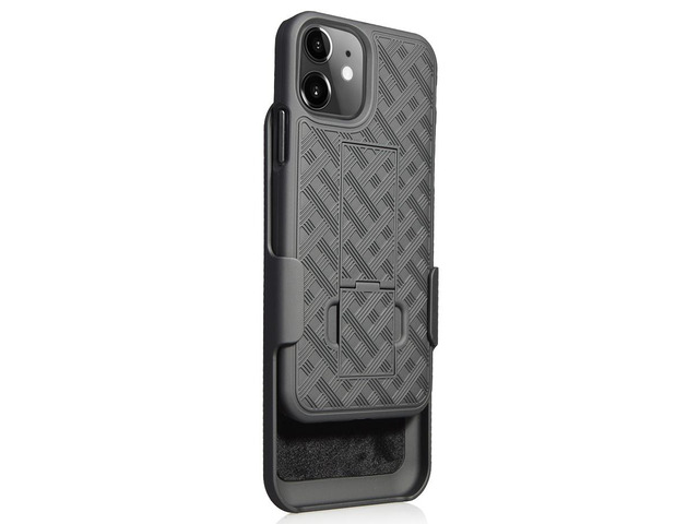 Black Kickstand Case Cover Belt Clip Holster Tempered Glass for Apple iPhone 11