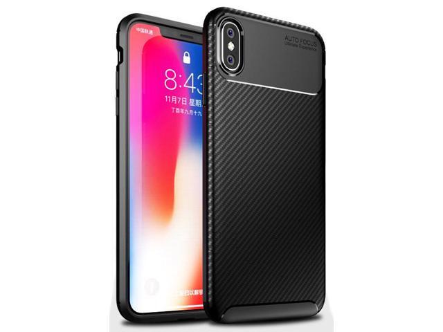 Black Carbon Fiber Flex TPU Gel Skin Case Cover for Apple iPhone Xs MAX, 10s MAX