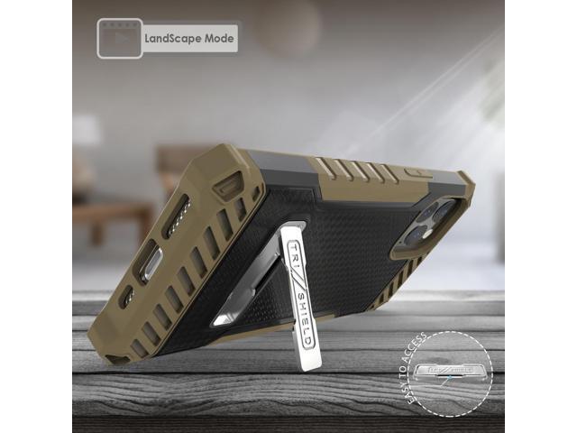 Brown Rugged Tri-Shield Case Cover Kickstand Strap for Apple iPhone 11 Pro Max