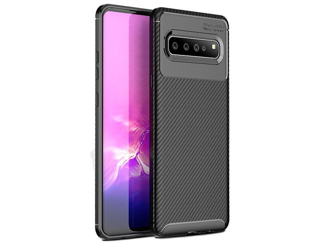 Black Carbon Fiber Flex TPU Skin Case Cover for Samsung Galaxy S10 5G SM-G977