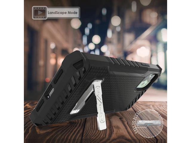 Black Rugged Tri-Shield Case Cover Kickstand Lanyard Strap for Apple iPhone 11