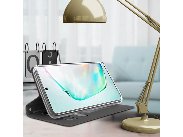 Black Wallet Case Stand Card Slot Cover + Wrist Strap for Galaxy Note 10 Plus