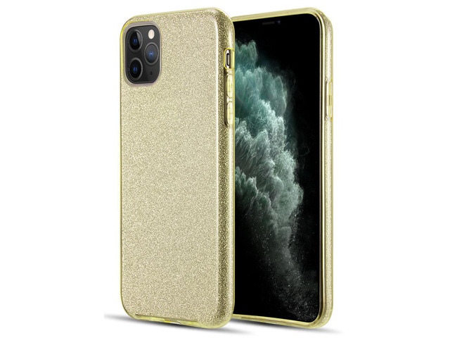 Champagne Gold Hybrid Sparkling Glitter Flex Skin Case Cover for iPhone 11 Pro