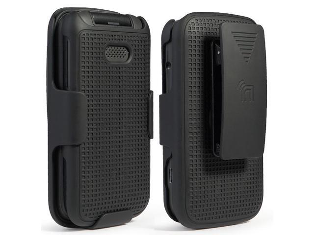 Black Case Cover and Belt Clip Holster Combo for Alcatel Smartflip, Go Flip 3