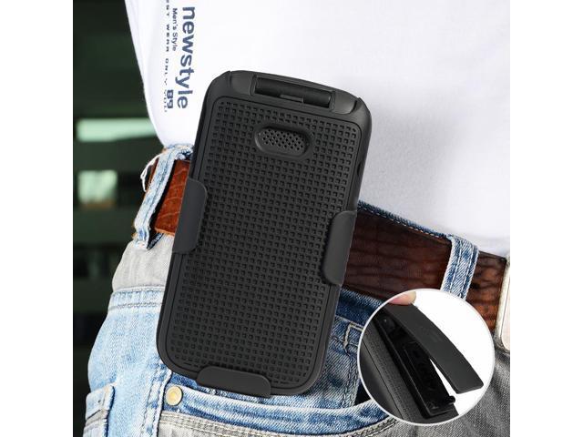 Black Hard Case Cover and Belt Clip for Alcatel MyFlip 2 Phone A406DL, 2020