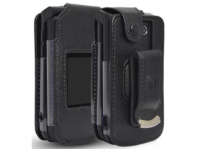 Black Vegan Leather Case with Belt Clip for TeleEpoch AT & T Cingular Flip M3620