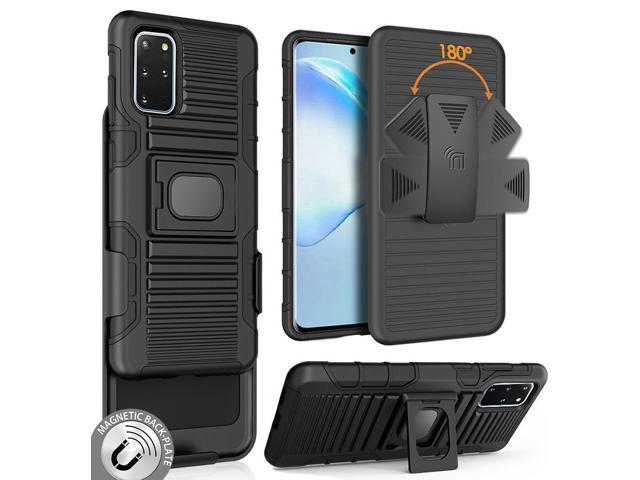 Black Rugged Grip Case with Stand Belt Clip Holster for Samsung Galaxy S20 Plus