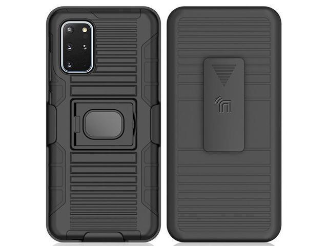 Black Rugged Grip Case with Stand Belt Clip Holster for Samsung Galaxy S20 Plus