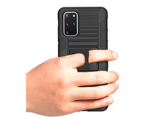Black Rugged Grip Case with Stand Belt Clip Holster for Samsung Galaxy S20 Plus
