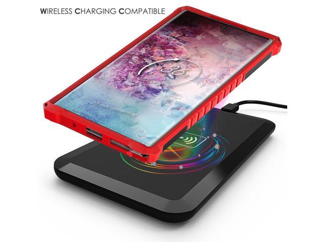 Red Rugged Tri-Shield Case Cover Stand Wrist Strap for Samsung Galaxy Note 10