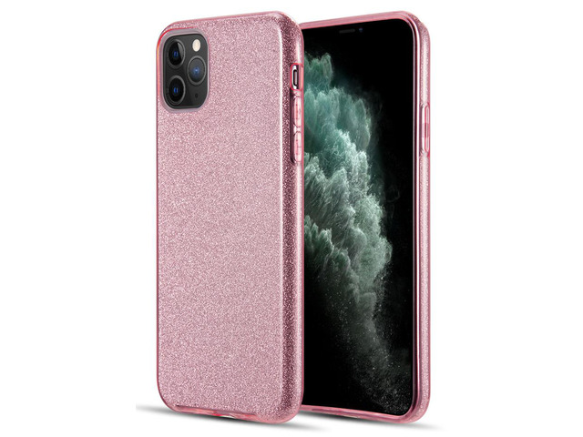 Rose Gold Pink Hybrid Sparkling Glitter Flex Skin Case Cover for iPhone 11 Pro
