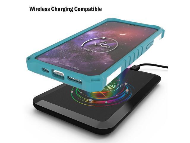 White Turquoise Rugged Case Kickstand Cover Lanyard Strap for iPhone 11 Pro