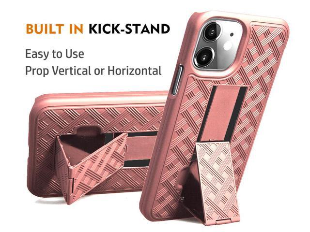 Rose Gold Pink Case Cover Belt Clip Holster Tempered Glass for Apple iPhone 11
